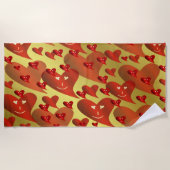 grappig, harten, hart, rood, liefde, valentijn, gl strandlaken (Voorkant)