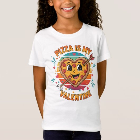 Grappig Hartvormig Pizza T-Shirt voor Foodie Paar (Voorkant)