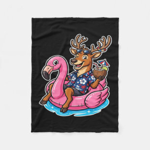 Grappig Hawaïaans shirt Rendier Kokosnoot Kerstmis Fleece Deken
