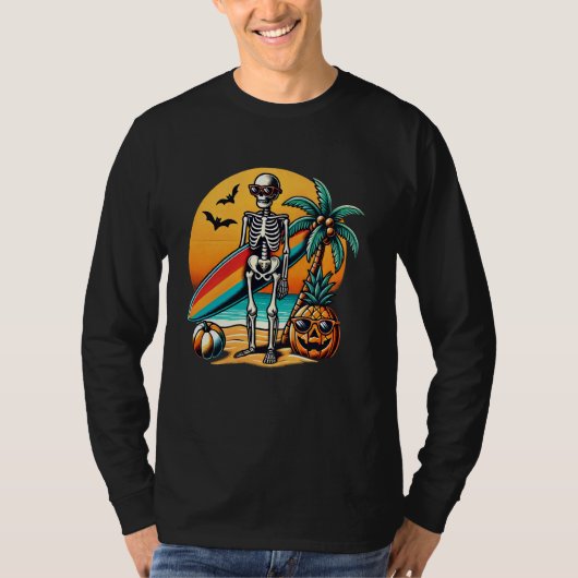 Grappig Hawaii Skeleton Surfen Halloween Hawaiian  T-shirt (Voorkant)