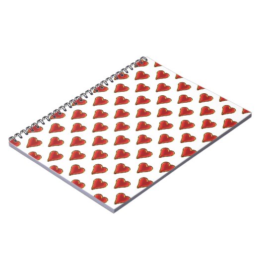 Grappig Heart Pattern goud rood + je rug. en tekst Notitieboek (Linkerzijde)