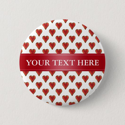 Grappig Heart Pattern goud rood + je rug. en tekst Ronde Button 5,7 Cm (Voorkant)