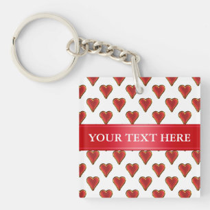 Grappig Heart Pattern goud rood + je rug. en tekst Sleutelhanger