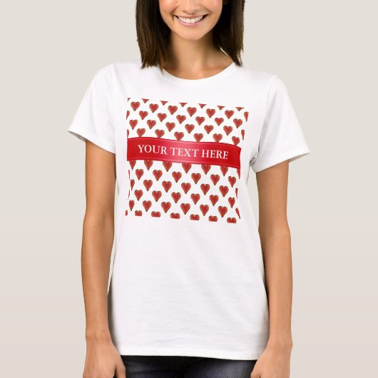 Grappig Heart Pattern goud rood + je rug. en tekst T-shirt (Voorkant)
