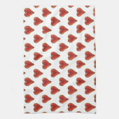 Grappig Heart Pattern goud rood + je rug. en tekst Theedoek (Verticaal)