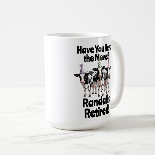 Grappig Heb je de Koe Gehoord? Koe Thema Pensioen Koffiemok (Voorkant rechts)