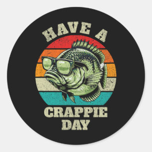 Grappig hebben een crappie day retro Vissen sarcas Ronde Sticker