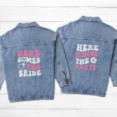 Grappig heet roze retro vrijgezellenfeest denim jacket