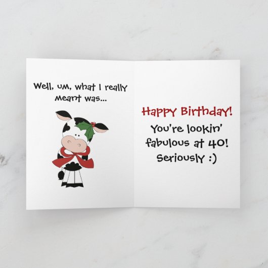 Grappig Heilige Koe Je bent 40 kerstavond. Feestdagen Kaart (Binnen)