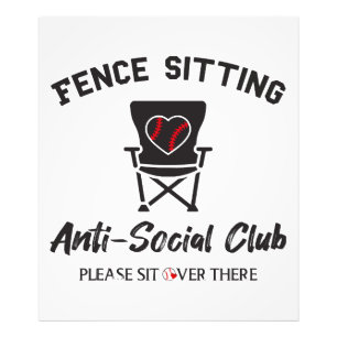 Grappig hek zitten anti sociale club honkbal zacht foto afdruk