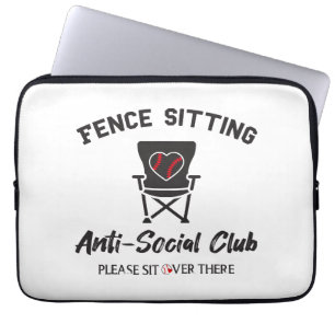 Grappig hek zitten anti sociale club honkbal zacht laptop sleeve
