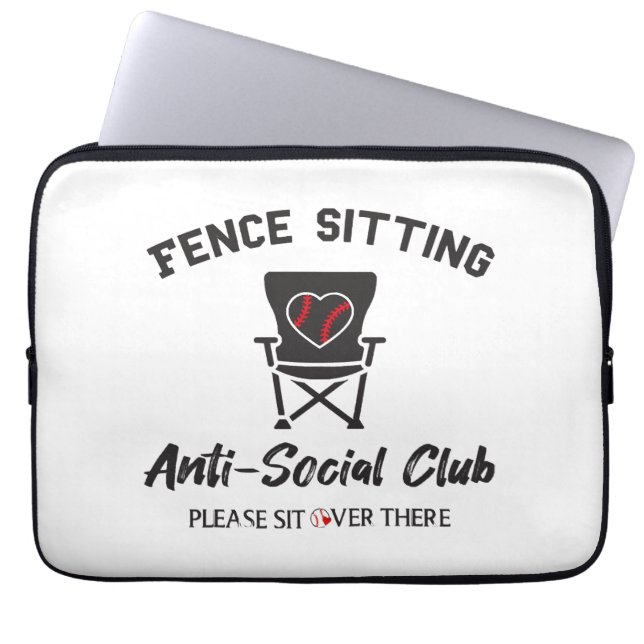Grappig hek zitten anti sociale club honkbal zacht laptop sleeve (Voorkant)