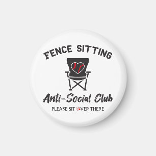 Grappig hek zitten anti sociale club honkbal zacht magneet