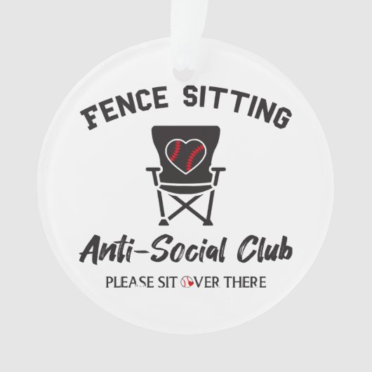 Grappig hek zitten anti sociale club honkbal zacht ornament (voorkant)