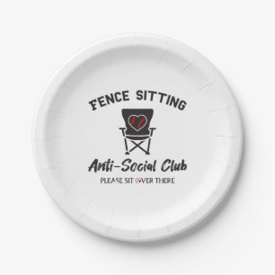 Grappig hek zitten anti sociale club honkbal zacht papieren bordje