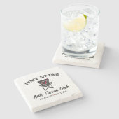 Grappig hek zitten anti sociale club honkbal zacht stenen onderzetter (Zijkant)