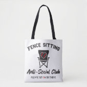Grappig hek zitten anti sociale club honkbal zacht tote bag (Voorkant)