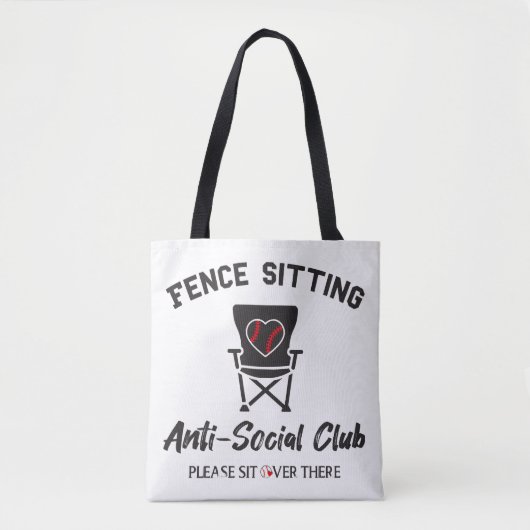 Grappig hek zitten anti sociale club honkbal zacht tote bag (Voorkant)