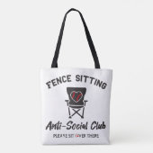 Grappig hek zitten anti sociale club honkbal zacht tote bag (Achterkant)