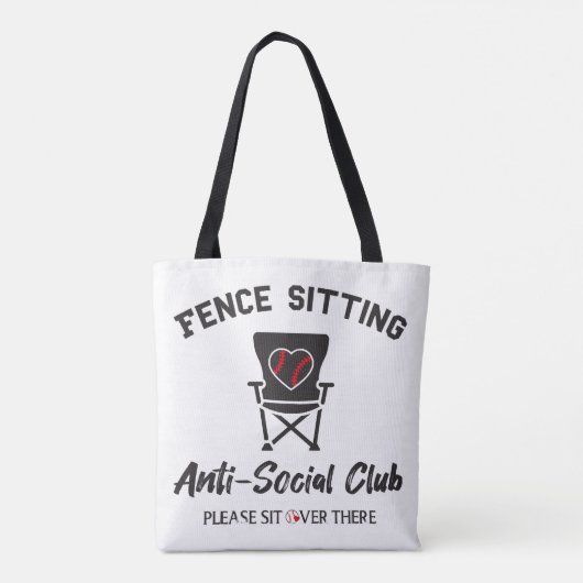 Grappig hek zitten anti sociale club honkbal zacht tote bag (Achterkant)