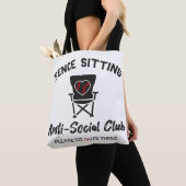 Grappig hek zitten anti sociale club honkbal zacht tote bag (Dichtbij)