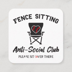 Grappig hek zitten anti sociale club honkbal zacht vierkante visitekaartje