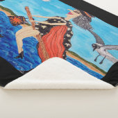 Grappig heks die naast zeemijlen vliegt en naar be sherpa deken (3/4)