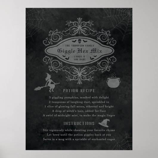Grappig Heksen Thema Toverdrank Recept Speelse Hal Poster (Voorkant)