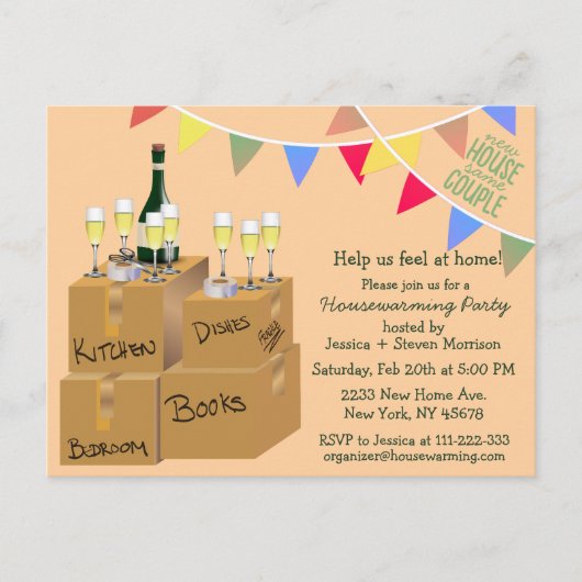 Grappig helder housewarming party uitnodiging ontw (Voorkant)