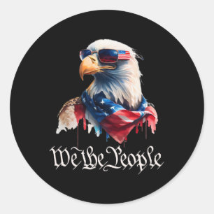Grappig heren 4 juli shirt We The People Adelaar Ronde Sticker