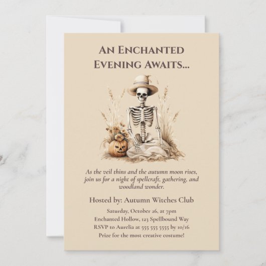 Grappig Herfst Skelet - Witchy Herfst Gathering Kaart (Voorkant)