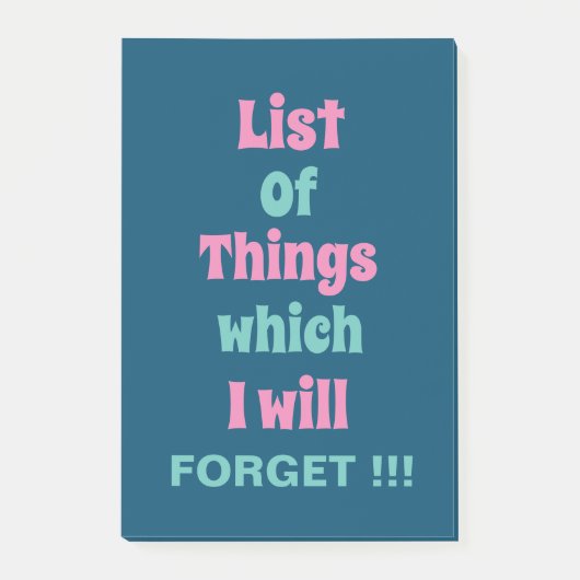 Grappig herinnering voor vergeetse mensen Vergeet Post-it® Notes (Voorkant)