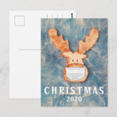 Grappig hert met gezichtsmasker Kerstmis 2020 Briefkaart (Voorkant / Achterkant)