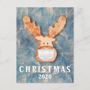 Grappig hert met gezichtsmasker Kerstmis 2020 Briefkaart