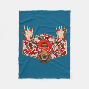 Grappig herten jagen bok camouflage Valentijnsdag Fleece Deken