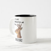 Grappig hertengewei tweekleurige koffiemok (Voorkant links)