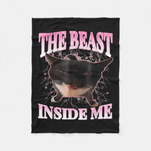Grappig Het Beest In Mij Gekke Cat Meme Humor Cat Fleece Deken