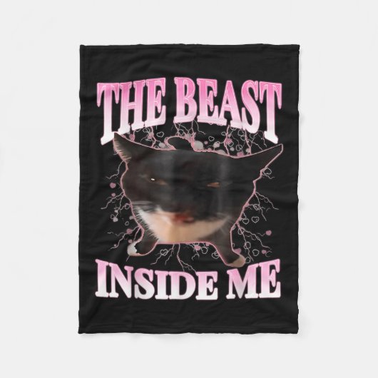Grappig Het Beest In Mij Gekke Cat Meme Humor Cat Fleece Deken (Voorkant)