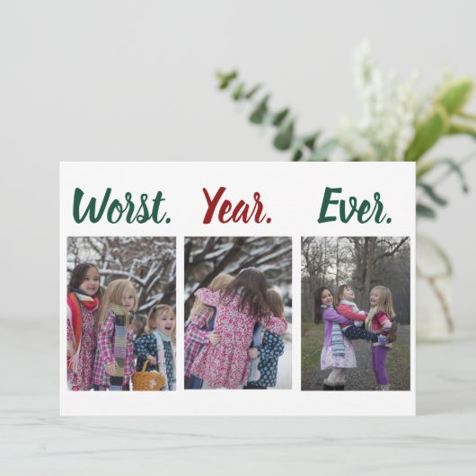 Grappig het ergste jaar van de kerst feestdagenkaart (Staand voorkant)