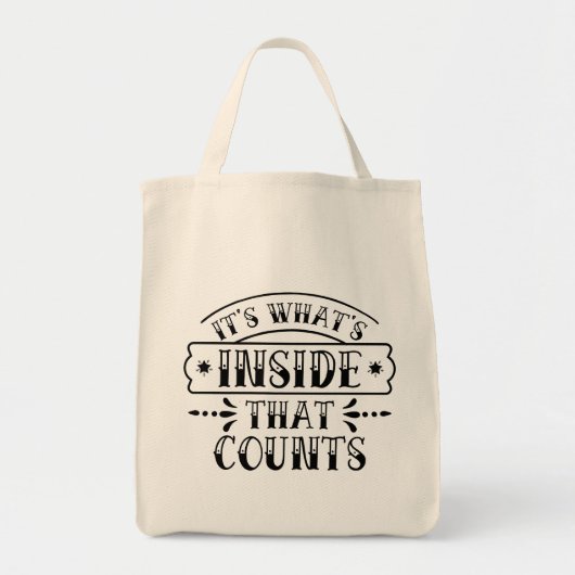 Grappig Het gaat erom wat er binnenin zit Tote Bag (Voorkant)