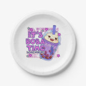 Grappig 'Het is Boba Time Ergens' Papieren Bordje (Voorkant)