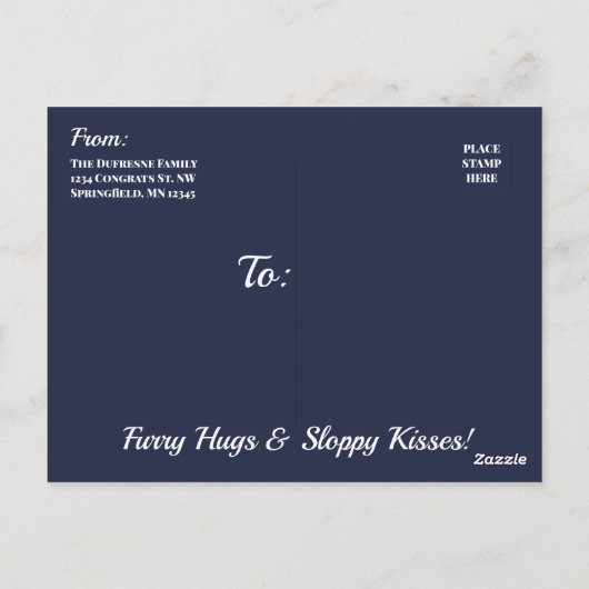 Grappig "Het is een" nieuwkondiging van het Pet Briefkaart (Achterkant)