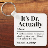 Grappig Het is eigenlijk Dr. Definitie PhD Afstude Sleutelhanger (Voorkant)