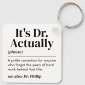 Grappig Het is eigenlijk Dr. Definitie PhD Afstude Sleutelhanger (Achterkant)