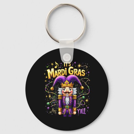 Grappig, het is Mardi Gras Y’all Notenkraker King Sleutelhanger (Voorkant)