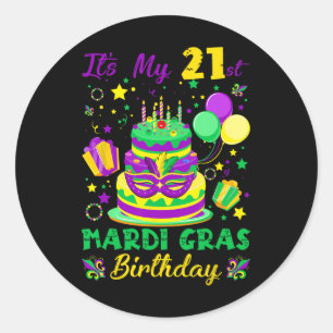Grappig Het is mijn 21e Mardi Gras Verjaardag King Ronde Sticker