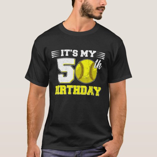 Grappig, het is mijn 50e verjaardag Softball Lover T-shirt (Voorkant)