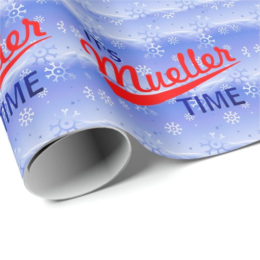 Grappig "Het is Mueller Time" op Snowflake Pattern Cadeaupapier (Rol Hoek)