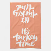 Grappig Het is Turkije Tijd Thanksgiving Lettering Theedoek (Verticaal)