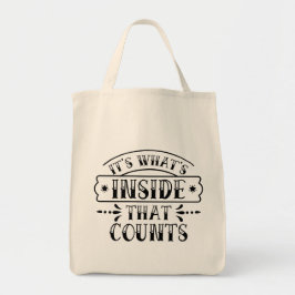 Grappig, het is wat er in zit dat telt tote bag